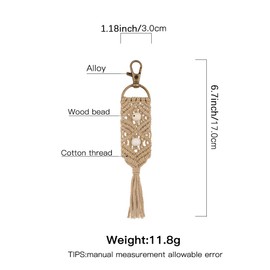 XGALBLA Macrame Keychains Boho Bag with Tassels Handcrafted Accessory Car Key Holder, Purse, Phone Wallet for Women Girls(Camel)