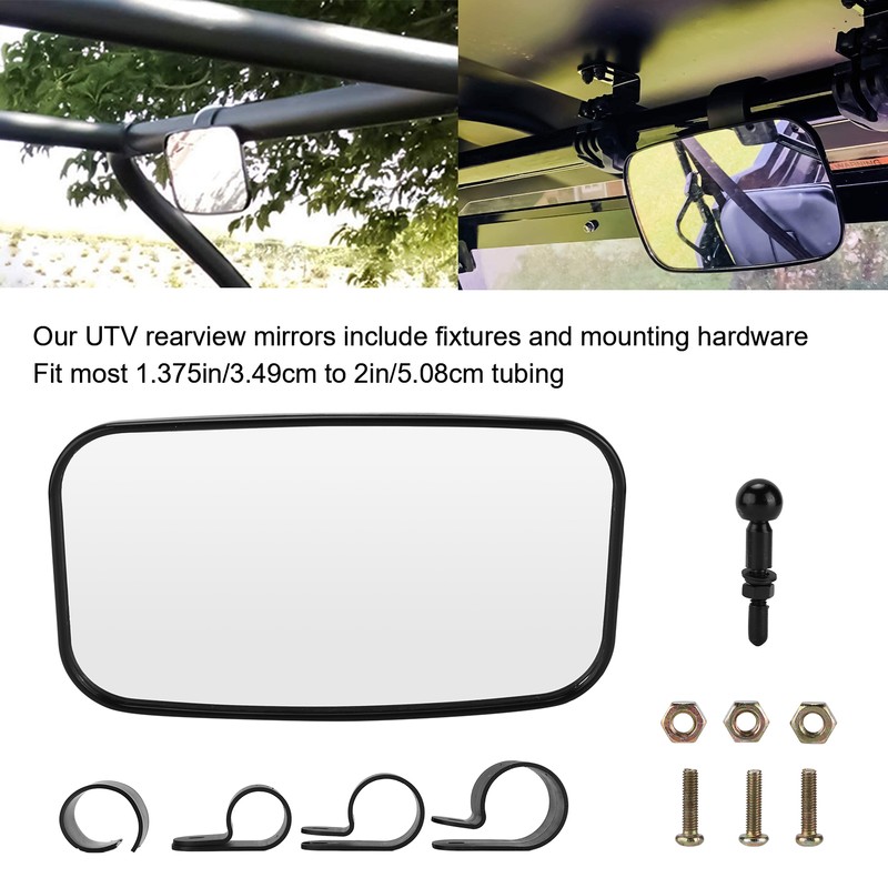 UTV Rearview Mirror Clear Panoramic ABS Glass Universal Modification for