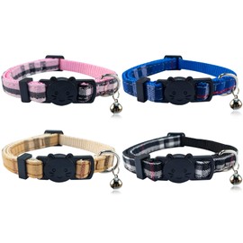 Yizepet Cat Collars with Bells, Breakaway Kitten Collar, Cute Kitty Collar in 4 Pack, Pet Supplies Accessories