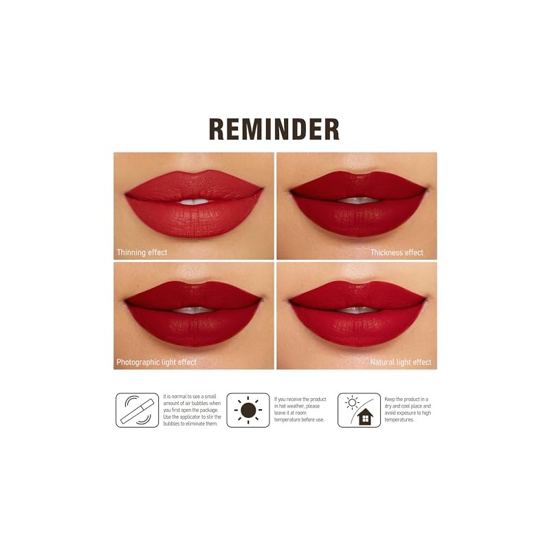 MAKI YIKA- Lápiz labial rojo para mujer, color duradero, sin
