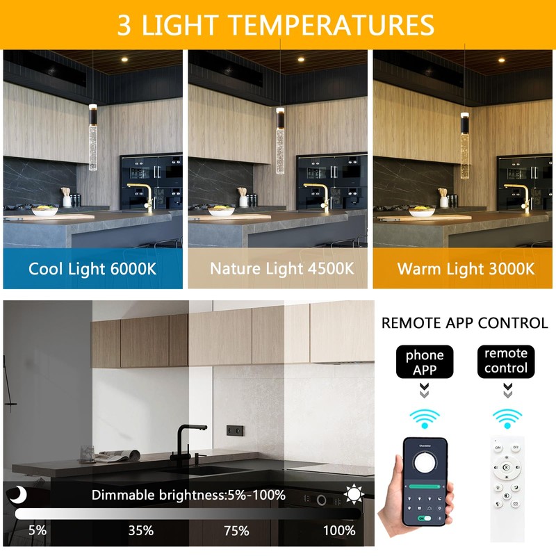 Modern Chandeliers Kitchen Island Pendant Lighting LED Dimmable Lights Hanging