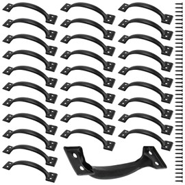 30 Pack Black Metal Gate Handles, 5.4 Inch Door Pull Handle Shed Door Handle with Screws, Screen Door Handle Fence Gate Handles for Outdoor Fences Wooden Doors