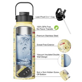 Domemit Caravan Accessories, Stainless Steel Water Bottle with Hidden Space for Secret Hiding Place Travel Safe Beach Safe with 5D Zip Print, Best Funny Gift for Men, Women, PaPa, Mum, Girlfriend