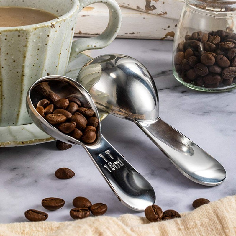 Set of 2 Stainless Steel Coffee Scoops Measuring Coffee Spoons