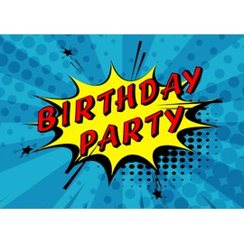 12 x Comic Superhero Style Birthday Party Invitations (Invitations Only)