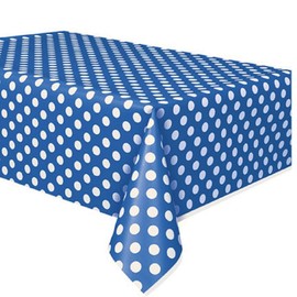 Royal Blue Dots Rectangular Plastic Table Cover (54" x 108") 1 Count - Elegant Design & Premium Quality, Ideal For Parties, Events & Everyday Use