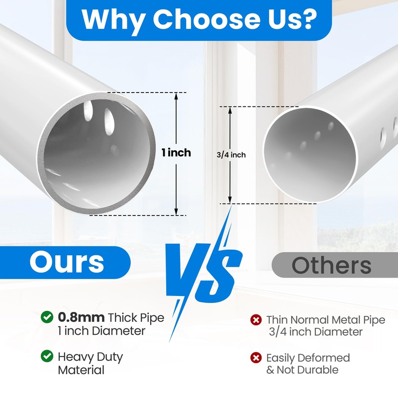 WooFog（Short）Security Bars for Sliding/Vertical Window, Adjustable Window Jammer Bars Security