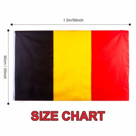 5x3ft Large Belgium Flag België Flag with Eyelets, Big Belgium Flag for Sports Events Bar Indoor Outdoor Fans Parade Garden Party Decorations
