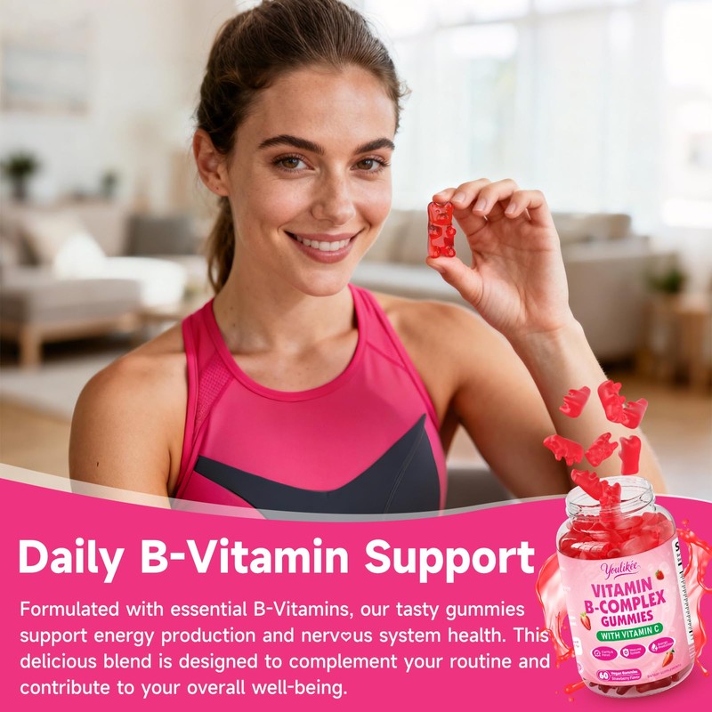 Youlikee Vitamin B-Complex Gummies for Women & Men, Methyl B12,