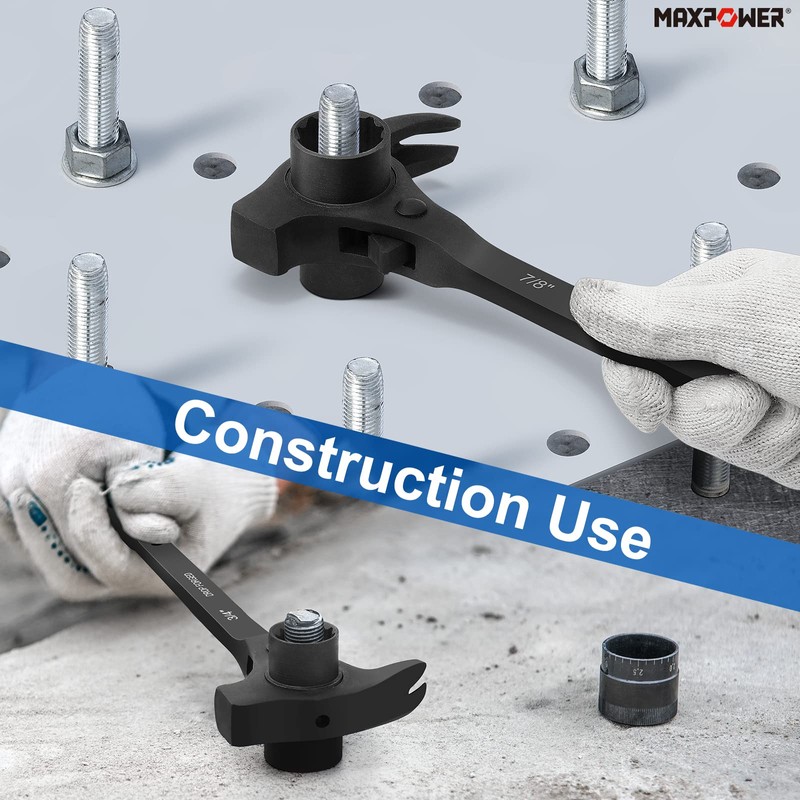 MAXPOWER 3/4" x 7/8" Scaffold Ratchet Wrench, Spud Podger Spanner,
