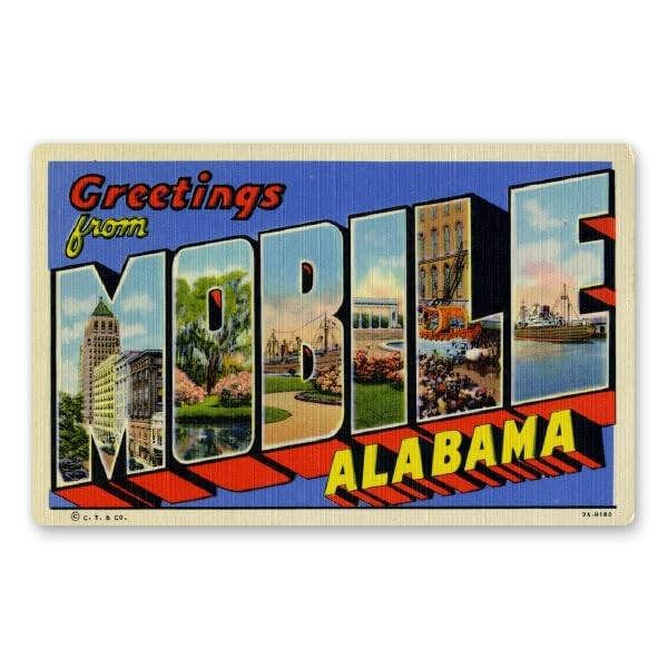 Squiddy Greetings from Mobile Alabama - Vinyl Sticker Decal for