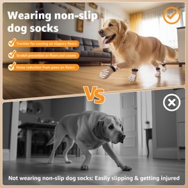 PICK FOR LIFE Dog Socks, 2 Pairs Anti Slip Dog Socks Paw Stop Licking Dog Paw Protector Adjustable Dog Slippers Dog Boot Shoes For Dog Puppy Hardwood Floor Indoor Walking (Brown, XS)