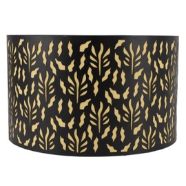 E27 E14 Metal Lamp Shade Metal Drum Lampshade Art Carved Hollow Lampshade with Shading Lining 25cm Water Grass Leaves Black Water Grass Yellow Lining