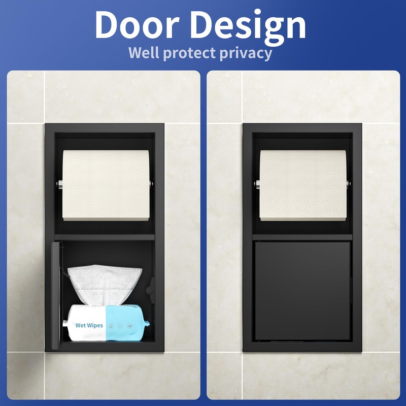 Toilet Paper Holder, Hidden Tampon Storage Holder | in Wall