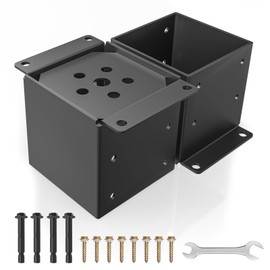 6x6 Post Base 2 Pcs, Heavy Duty Anchor With Anti-Corrosive Partition, Inner Size 5.6"x5.6", 13 Gauge Thick Solid Steel, Rust-Proof Powder-Coated Wood Fence Brackets for Support Deck, Pergola