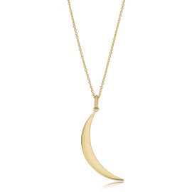 Kooljewelry 10k Yellow Gold Crescent Moon Pendant on Cable Chain Necklace (18 inch)