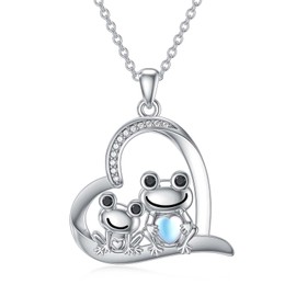 YAFEINI Frog Necklace for Women Sterling Silver Cute Frog Love Heart Pendant Necklace Frog Jewellery Gifts for Girls Frog Lover(Frog Necklace)