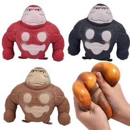Gorilla Figure for Stress Relief, Latex Monkey Gorilla Toys, Anti-Anxiety Irritability Gorilla Toy, Soft Squeeze Toy, Suitable for Leisure, Entertainment, Stress Relief (Red)