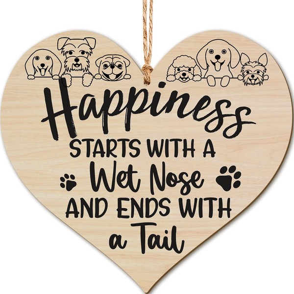 Dog Wooden Heart Plaque Handmade Wooden Hanging sign Gift for Dog Lovers Novelty Dog Sign Decoration for Home Pet Sign