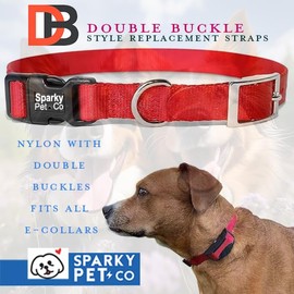 Sparky Pet Co - ECollar Replacement Strap - Double Buckle Dog Collar - Rugged Nylon - Adjustable - D Ring - Quick Release Metal Clasp - for Invisible Fence Systems - 1" x 25 ½” (Blue)