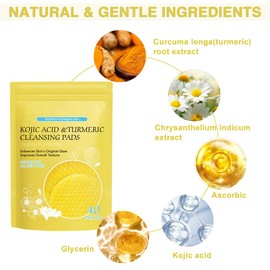 40 Stück Kurkuma Kojisäure Pads, Gesichtsreinigung, Sanftes Peeling Kurkuma-Wattepads, Kojisäure und Kurkuma Cleansing Pads, Reinigt die Poren und schält die Haut