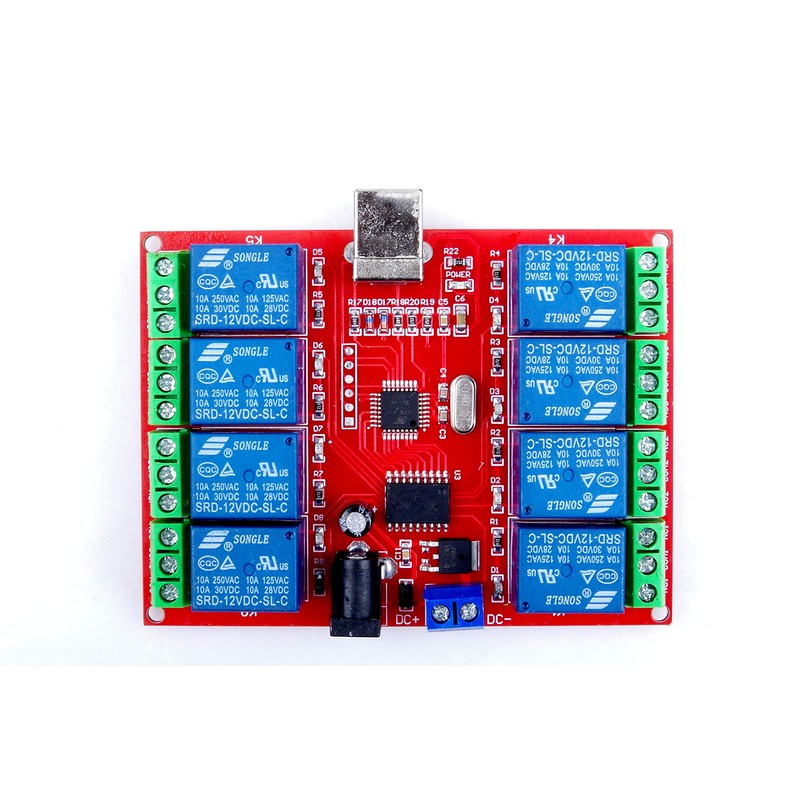 USB Switch Relay Module, 8-Channel 12V Computer USB Smart Switch