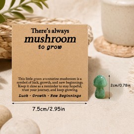 Green Aventurine Mushroom Crystal – Luck Growth New Beginnings Gift for Women, Cute Mushroom Decor for Desk Office Shelf, Graduation Birthday Christmas Good Luck Keepsake, 25x15mm Mini Crystal Mushroo