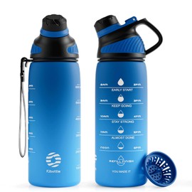 Fjbottle Tritan Plastic Water Bottle With Carry Strap, with Magnetic Cap, 24 oz BPA-Free Sports Water Bottle, Lightweight Leakproof Plastic Jug for Sports, Travel, School, Gym, Outdoor, Blue