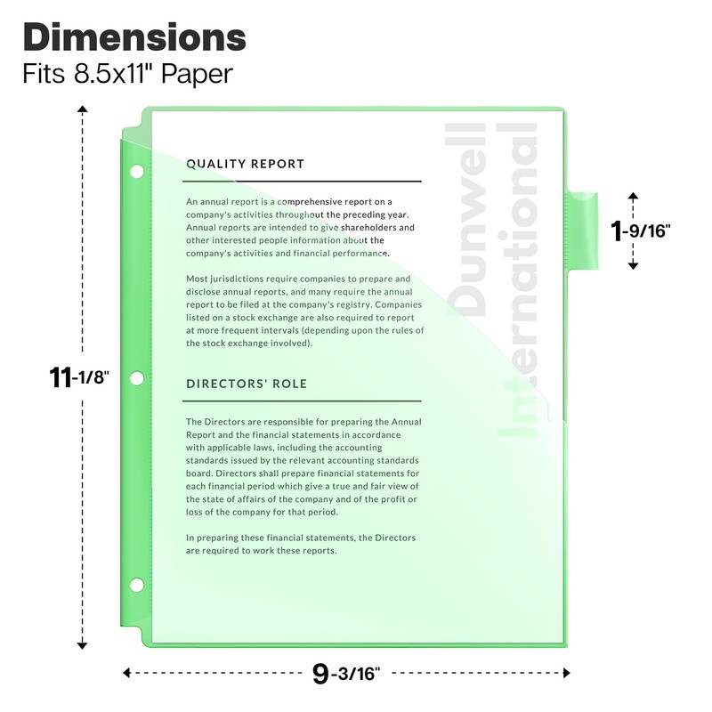 Dunwell 8-Tab Binder Dividers with Slash Pocket, Plastic 1 Pocket