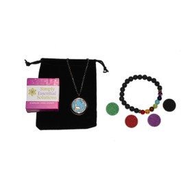Difusor de aceite esencial de aromaterapia, colgante magnético de plata de acero inoxidable, collar de cadena de 2 tamaños, almohadillas para orejas de repuesto y pulsera difusora en una bolsa de