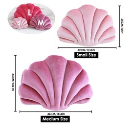 Patty Both Seashell Decorative Pillow Velvet Seashell Throw Pillow, Sea Shell Shaped Throw Pillow Decorative Pillows for Bed Couch Home Office Decor (Pink, Small(12.8 * 10in 0.3kg))
