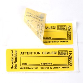 100PCS Chtep Tamper Tamper Evident Stickers, No ResidueTamper,Evident Security Warranty Seal, Void Stickers, Security Labels, (Serial Number 0.8 * 2.4inch,Yellow)