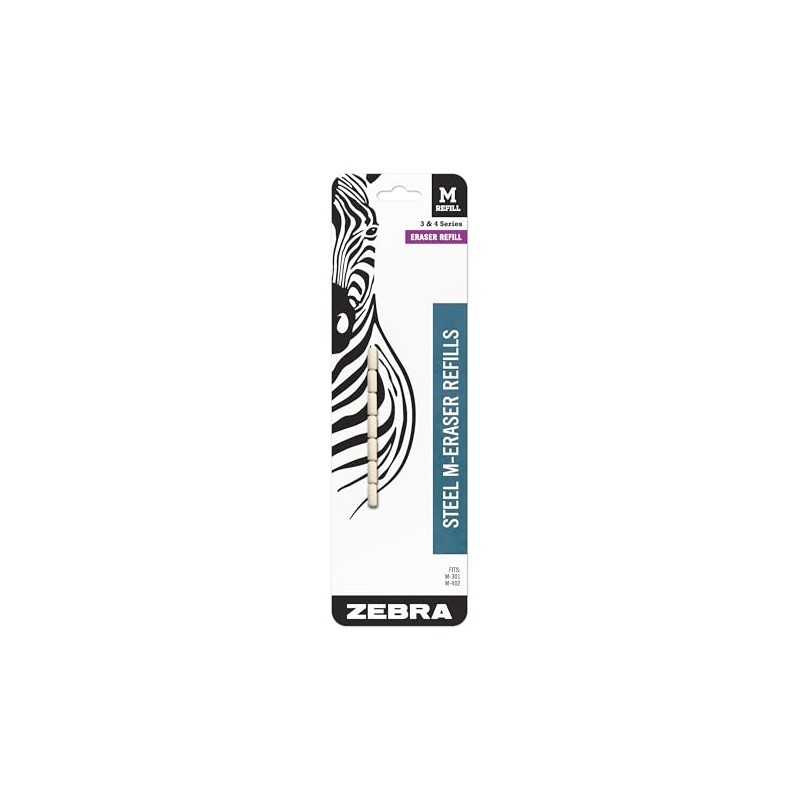 Zebra Pen Mechanical Pencil Eraser M-Refill, White, 7-Pack