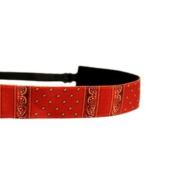 Mavi Bandz Adjustable Non-Slip Fitness Headband - Red Bandana USA America Women and Girls