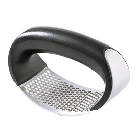 Stainless Steel Garlic Press Mincer Utensils with Holes Black Manual Garlic Ginger Crusher Garlic Cutting Thick Mince Tools Fruit Kitchen Gadgets - Color: stainless steel