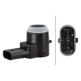 HELLA 6PX 358 141-021 Sensor, parking distance control - angled - 3-pin connector - Plugged - Paintable - with fastening ring