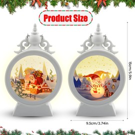 Pack of 2 Christmas Lanterns, Christmas Decoration Lantern, Flameless Christmas Candles, Santa Claus Snowman Lantern, Hanging Christmas Lamp, for Indoor and Outdoor Decoration