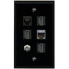 RiteAV CAT6 CAT7 Coax 3 HDMI Flat/Solid Wall Plate [Black]