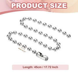 PATIKIL Silver-tone Beaded Chain Necklace, Titanium Steel 8mm Bead Ball Chain Necklace Y2K Punk Necklace for Women and Men Jewelry Gift, 17.72 Inch Length