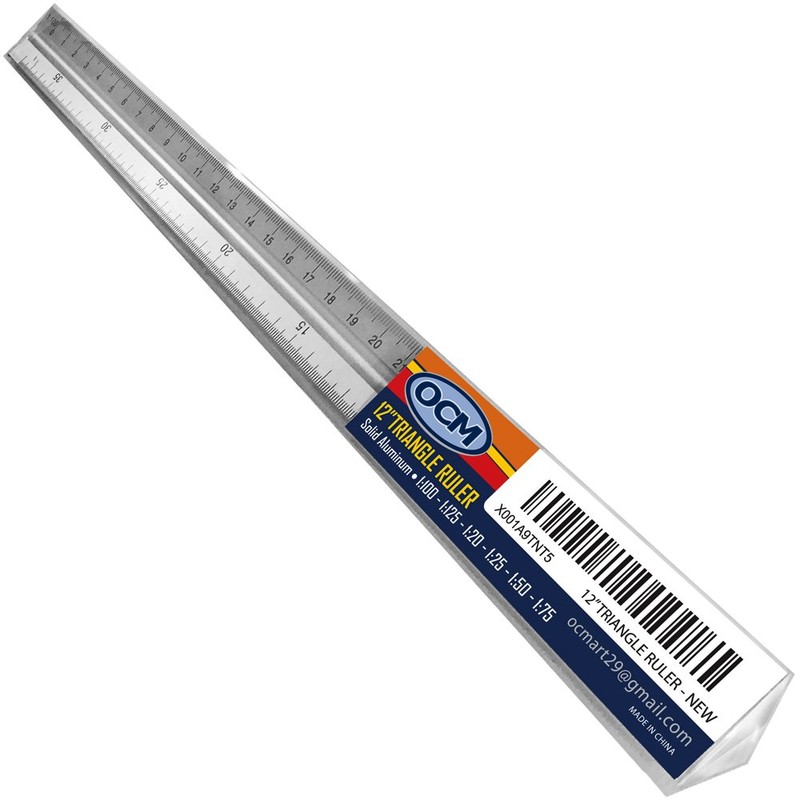 OCM Metric Triangular Engineer Scale Ruler (Proffessional Grade Solid Aluminum)