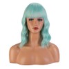 Greenmirr Short Mint Green Bob Wavy Wigs with Fringe Heat
