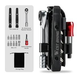 Aomiun Bike Repair Kit Bike Tool Kit with Ratchet Wrench Tire Levers 10pcs Bits and Extension Handle for Mountain Riding Bike (Black)