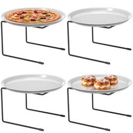 IRONDIY 4 PCS Black Metal Pizza Table Stands,Pizza Rack Stand For Tables,Restaurant,Pizza Holder Stands For Serving,Pizza Pan Riser Food Platter Tray and Display Rack