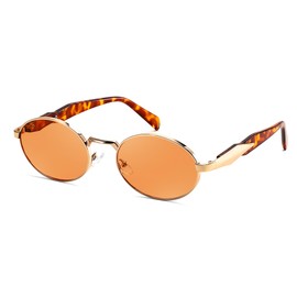 FEISEDY Retro Oval Women Sunglasses, Small Trendy Sun Glasses for Men B4170, Orange, 55MM