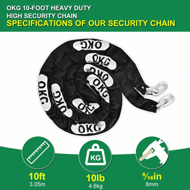 OKG Heavy Duty Security Chain - 10 Foot x 5/16”