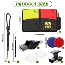 XSYKJGS Referee Set, Football Referee Card Set with PVC Red Yellow Card, Whistle Lanyard, Short Lanyard, Double Clip and Bag Score Book for Football Game School Sports