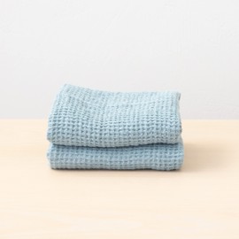 LinenMe Linen Waffle Big Hand Towel Set Stone Blue, 20 x 28
