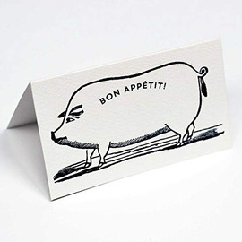 Nancy Nikko Bon Appetit Place Cards with Pig Illustration for Dinner Parties and Events. Table Tent Style, Scored for Easy Folding. Available in Packages of 12 and 25 (25)