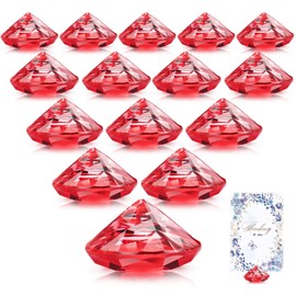 Boao 24 Pack Diamond Place Card Holders Crystal Diamond Party Decorations Favor Acrylic Table Number Holder for Weddings Home Table(Red)