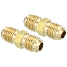 PATIKIL 1/4" Male x 1/4" Male Brass Flare Union Connector, 3 Pcs Gas Adapter Brass Tube Coupler Pipe Fitting for Hose Fitting